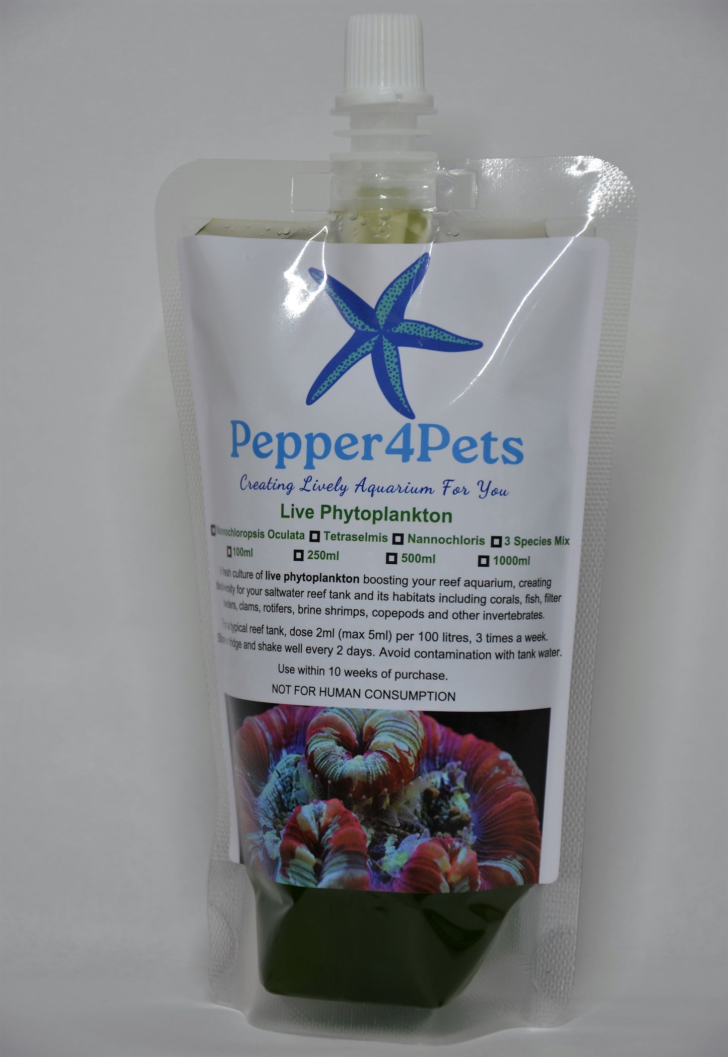 Live Phytoplankton (Tetraselmis), concentrated, for your coral rotifer &copepods